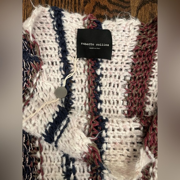 Roberto Collina Women’s Poncho Cotton Silk blend with fringe OS Italy NWOT - Picture 2 of 8